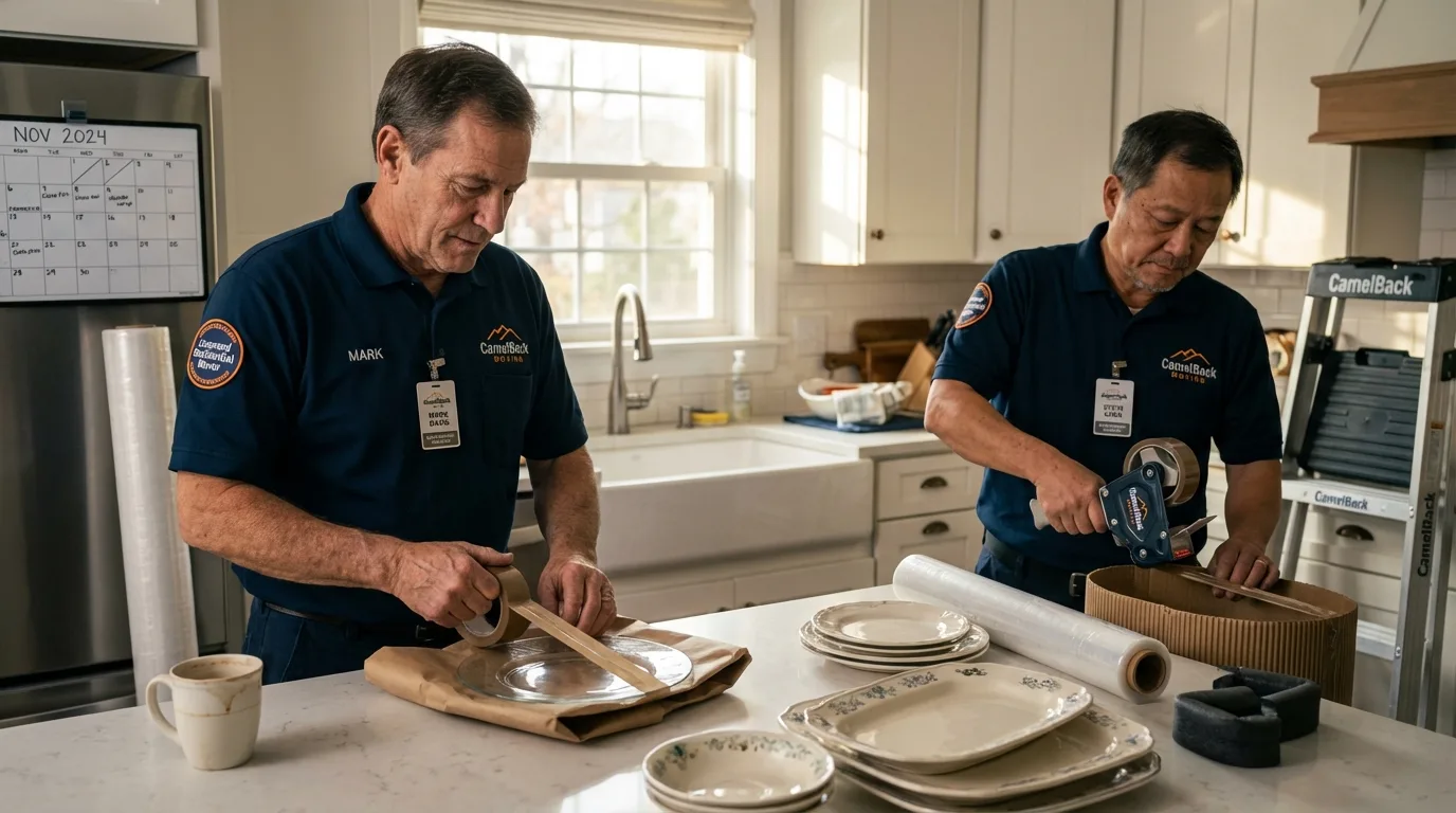 Professional crew packing kitchen dishware in Circle Pines, MN